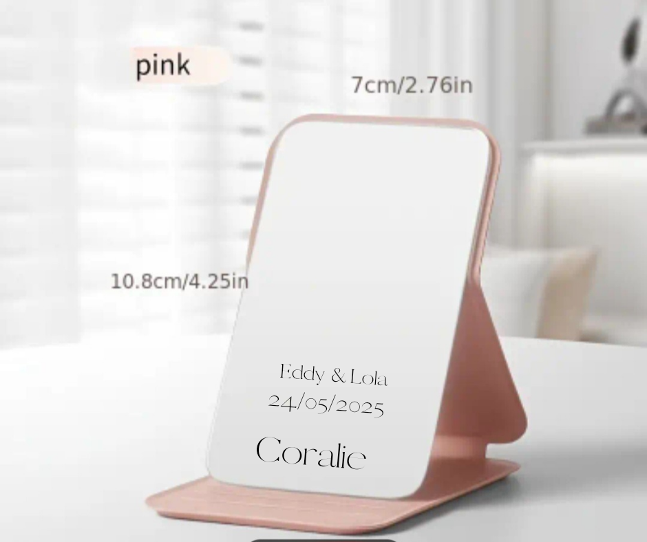 Miroir "Weddy" Personnalisé - Cadeau et Porte-Nom pour Mariage